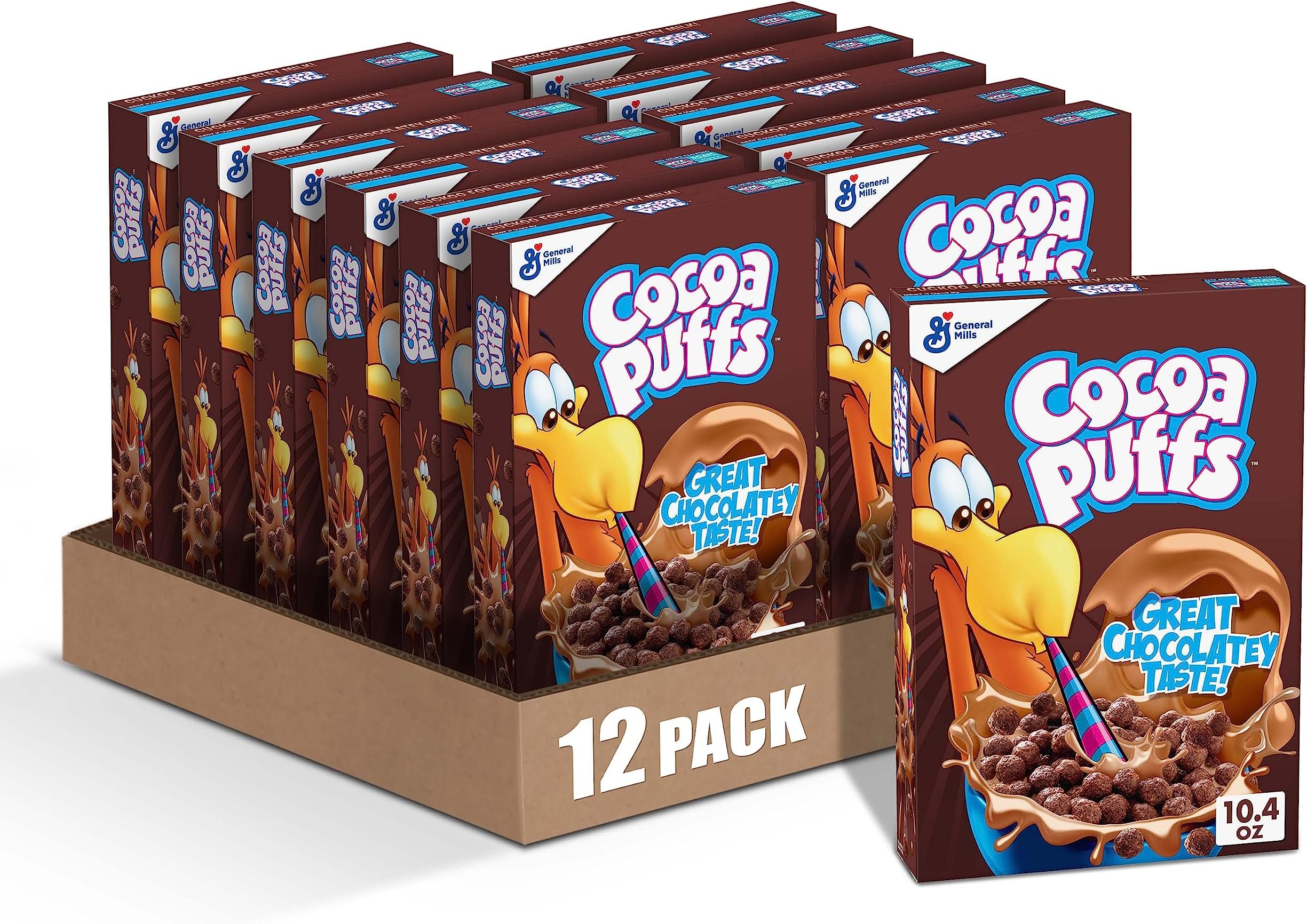Cocoa Puffs, Chocolatey Breakfast Cereal, Made with Whole Grain, 10.4 oz (Pack of 12)