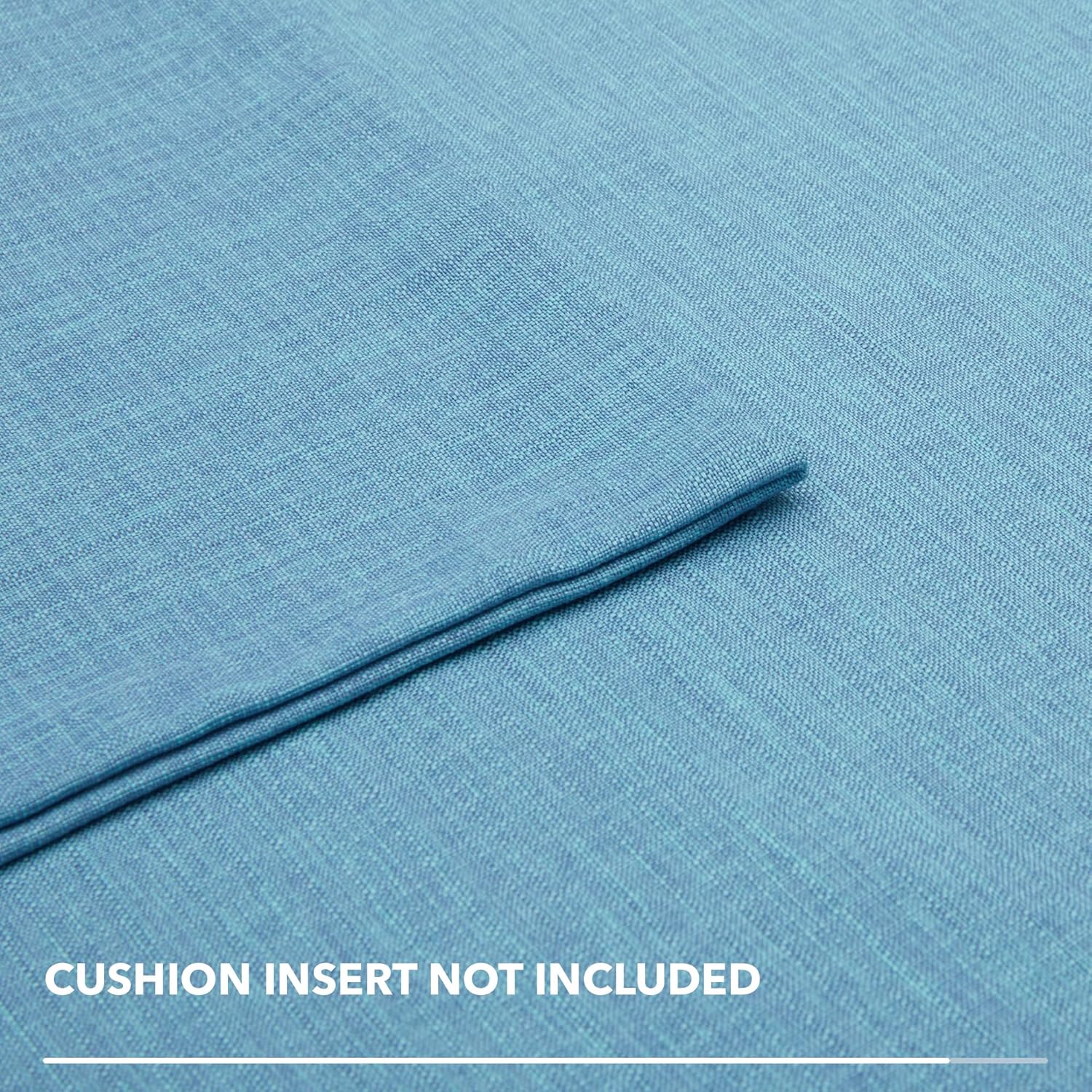 Deconovo Blank Pillow Covers Faux Linen Pillow Shams - Soft Cushion Covers Pillowcases for Patio 24x24 Inch, Lake Blue Set of 4 Case Only No Insert