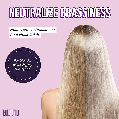 Miniatura 3 de Mascarilla capilar morada para cabello rubio, platino y plateado – Desvanece los tonos amarillos: Mascarilla azul para reducir los tonos cobrizos y