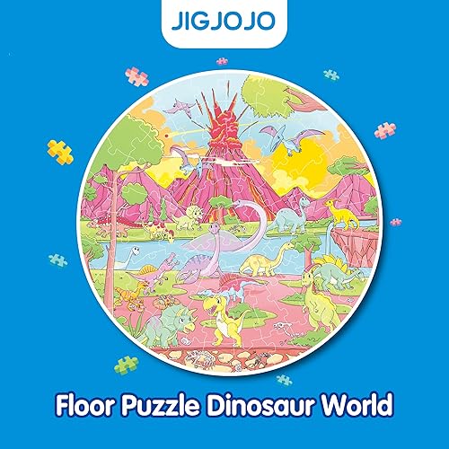 Miniatura 5 de JIGJOJO Rompecabezas de suelo para niños de 5 a 10 años rompecabezas del mundo de dinosaurios juguetes y regalos para niños y niñas juguetes de