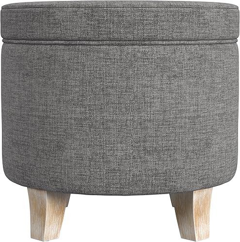Miniatura 25 de HomePop Decoración del hogar | Otomana redonda tapizada de almacenamiento | Otomana con almacenamiento para sala de estar y dormitorio, terciopelo