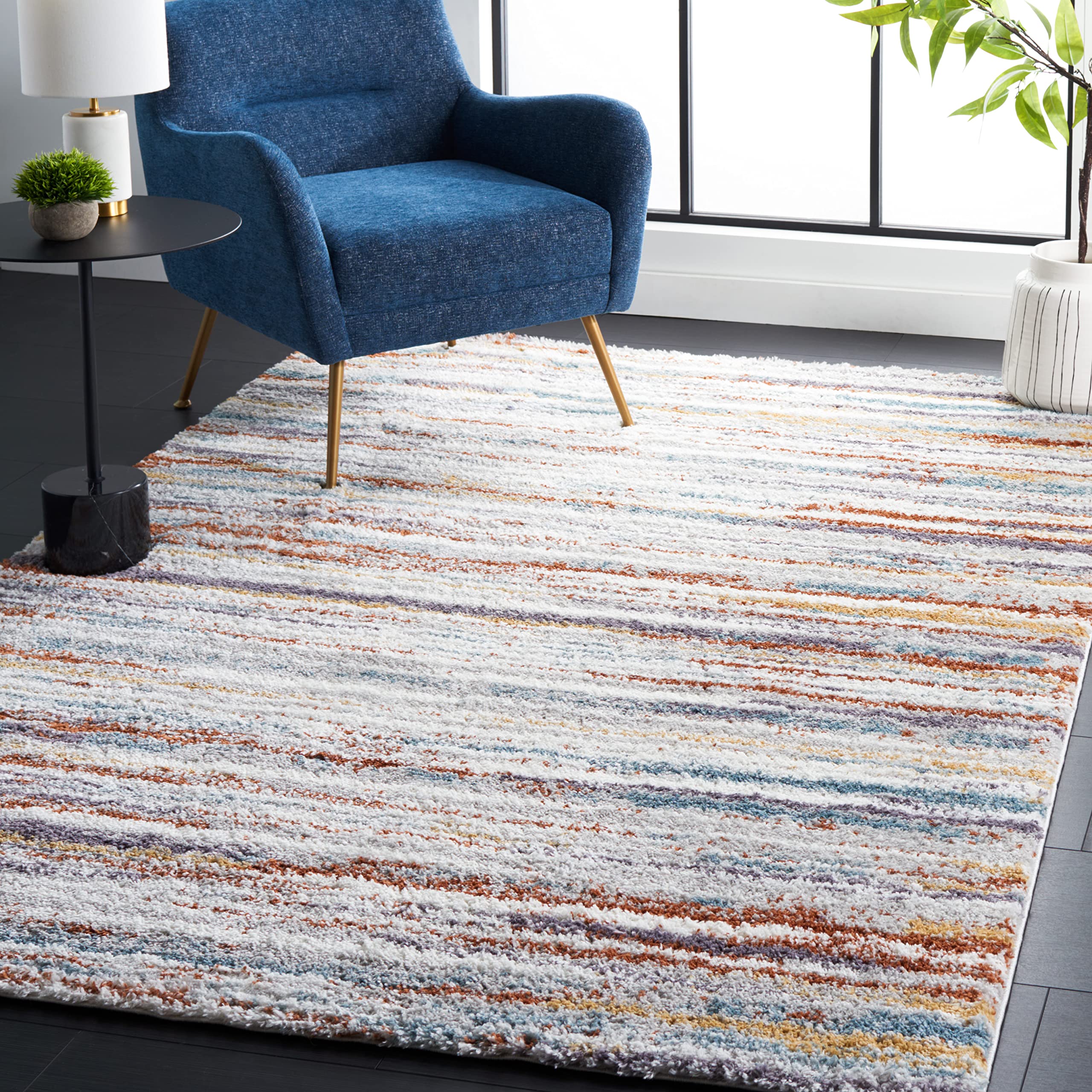 SAFAVIEH Berber Shag Blue Rust Ivory