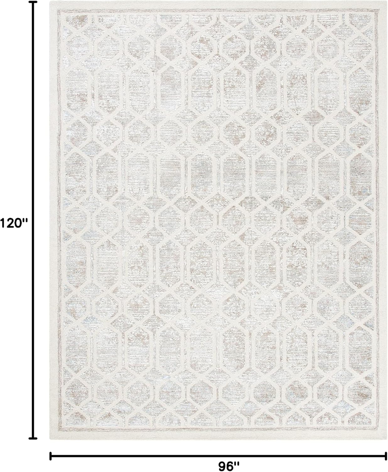 SAFAVIEH Area Rug 8x10 - Artistry Collection - Large - Ivory & Beige, Handmade Wool & Viscose, Geometric Pattern, Ideal for Living Room, Bedroom, Office, Dining Space (ARR665B)