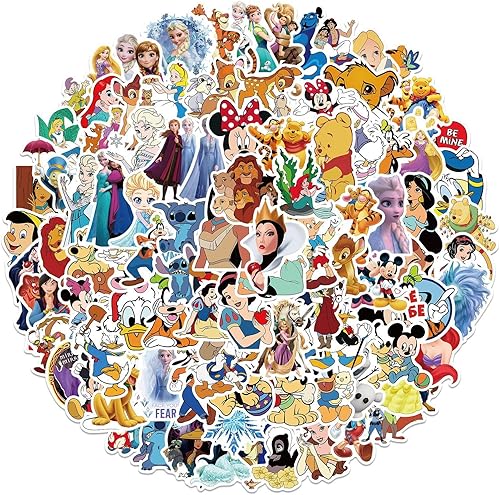 Miniatura 7 de Calcomanías de personajes de dibujos animados de Disney, 100 unidades, paquete de calcomanías de princesa de dibujos animados, lindas calcomanías