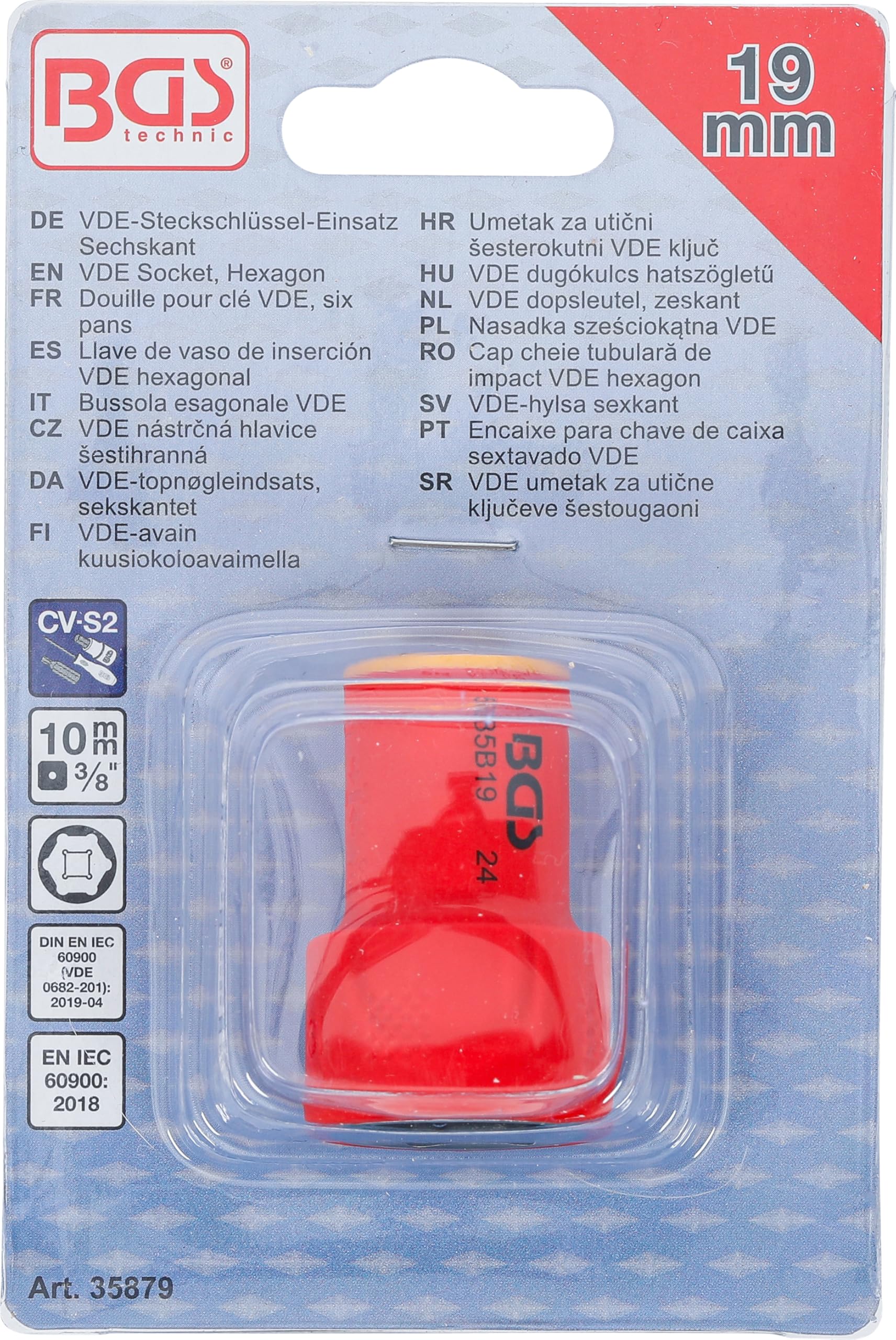 BGS 35879 | Nasadka sześciokątna VDE | 10 mm (3/8") | 19 mm