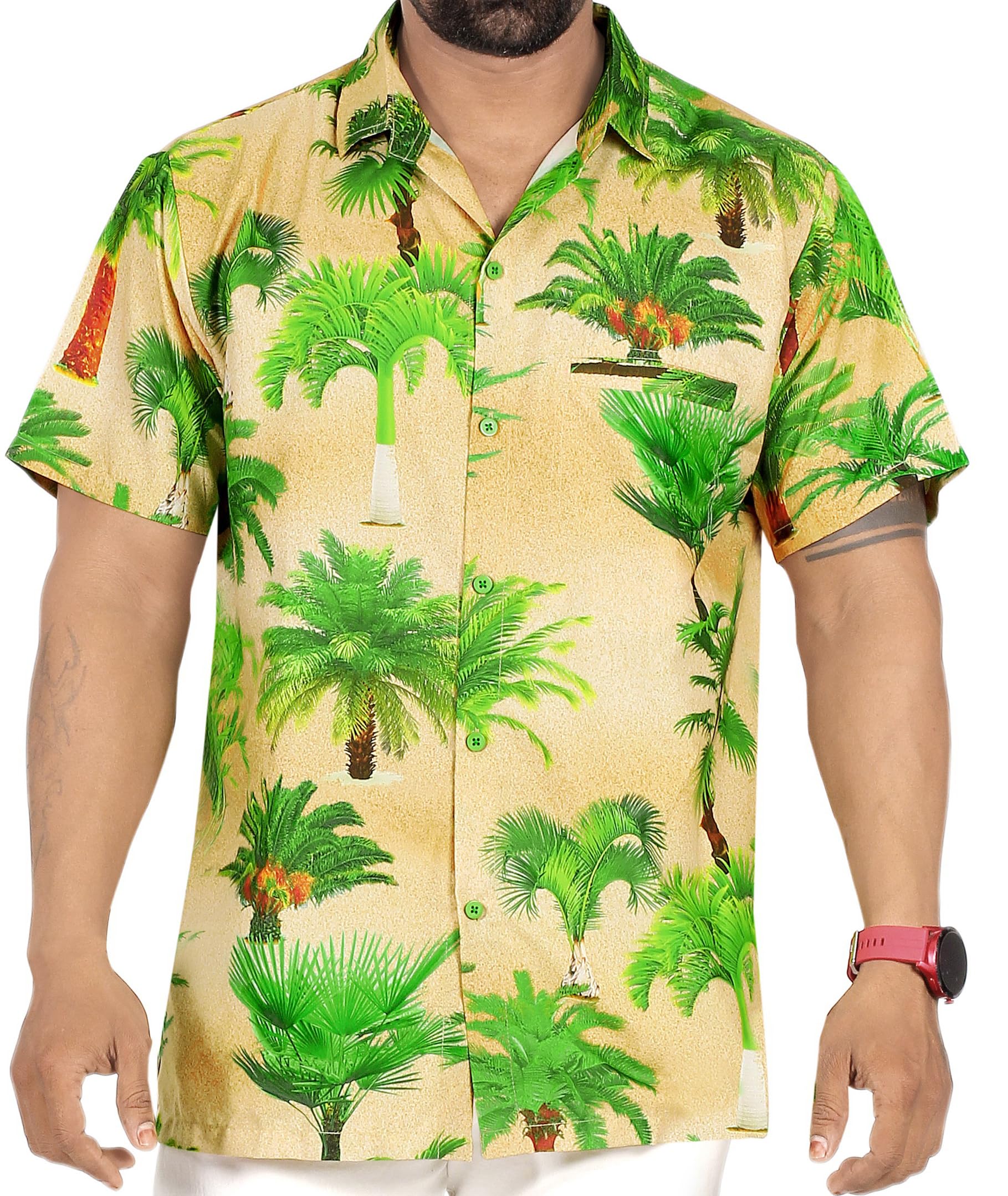 LA LEELA Men's Hawaiian Shirt Pocket Camp