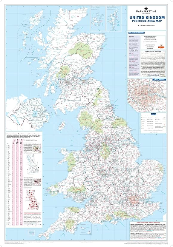 Uk Postcode Wall Map Laminated Large Wall Map 120cm X | Desertcart ...