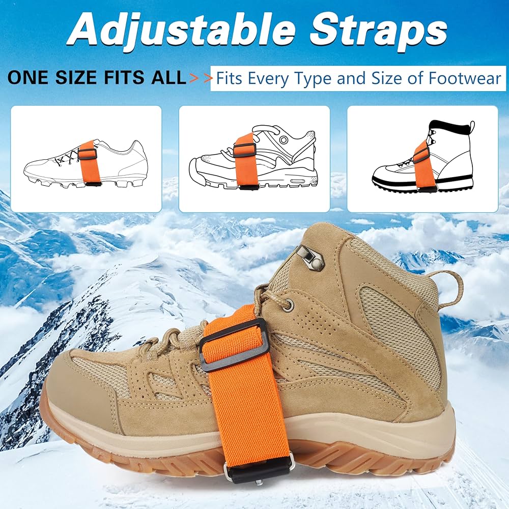 SHEEFLY Ice Grips For Shoes And Boots,Upgraded Non Slip Gripper Spikes Ice Traction Cleat,Ice & Snow Grips Crampons With 12 Steel Studs For Women Men Perfect For Ice Fishing Hiking Walking Climbing - Online Marketplace