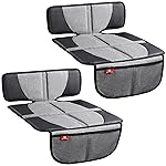 Helteko Car Seat Protector - 2 Pack Seat Mat for Under Child Booster Carseat, Seat Cover Protector from Waterproof & Stain Resistant Thickest Padding Material for Leather and Fabric Seats, Gray
