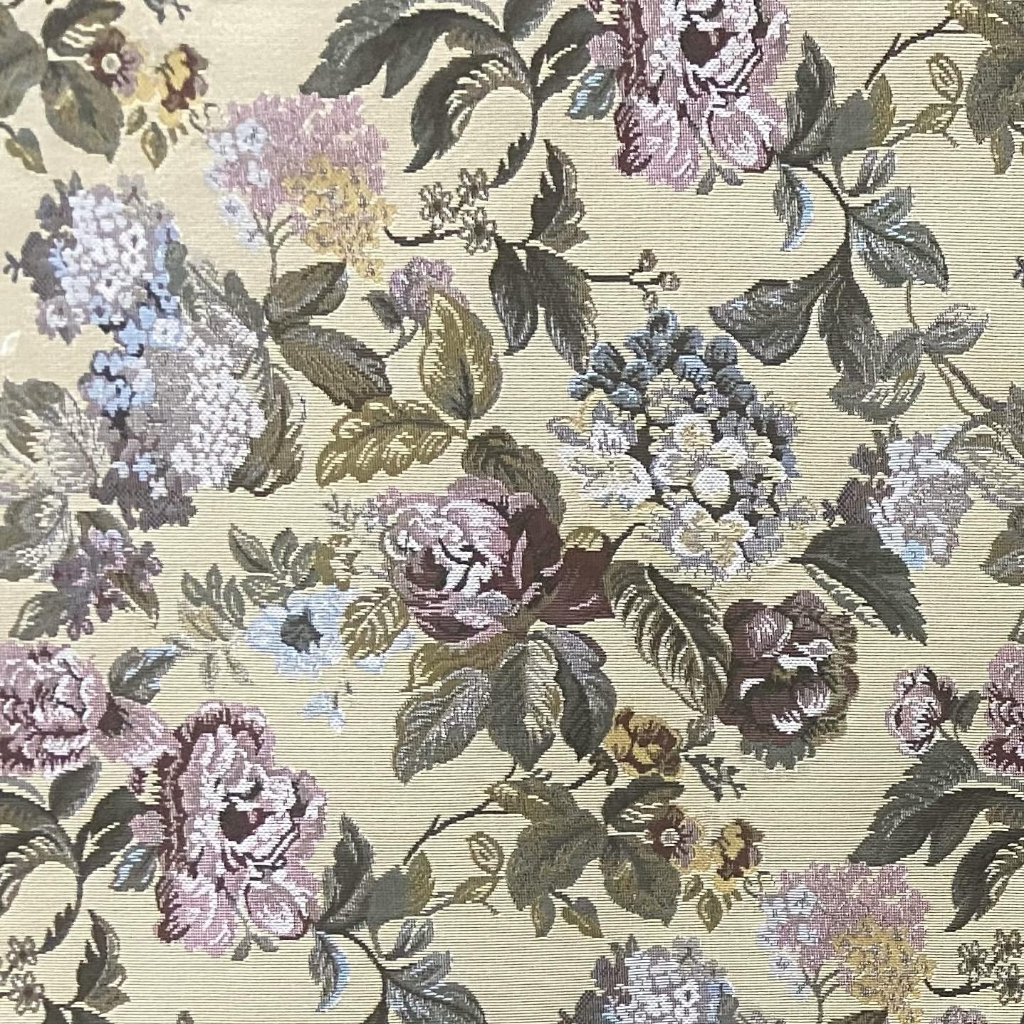 Classic Jacquard Woven Cotton Mix Floral Design Furnishing Fabric for Upholstery, Sofa, Diwan, Cushions, Chair and Craft - Width 54 inches - Fabric by The Yard (Yellow)