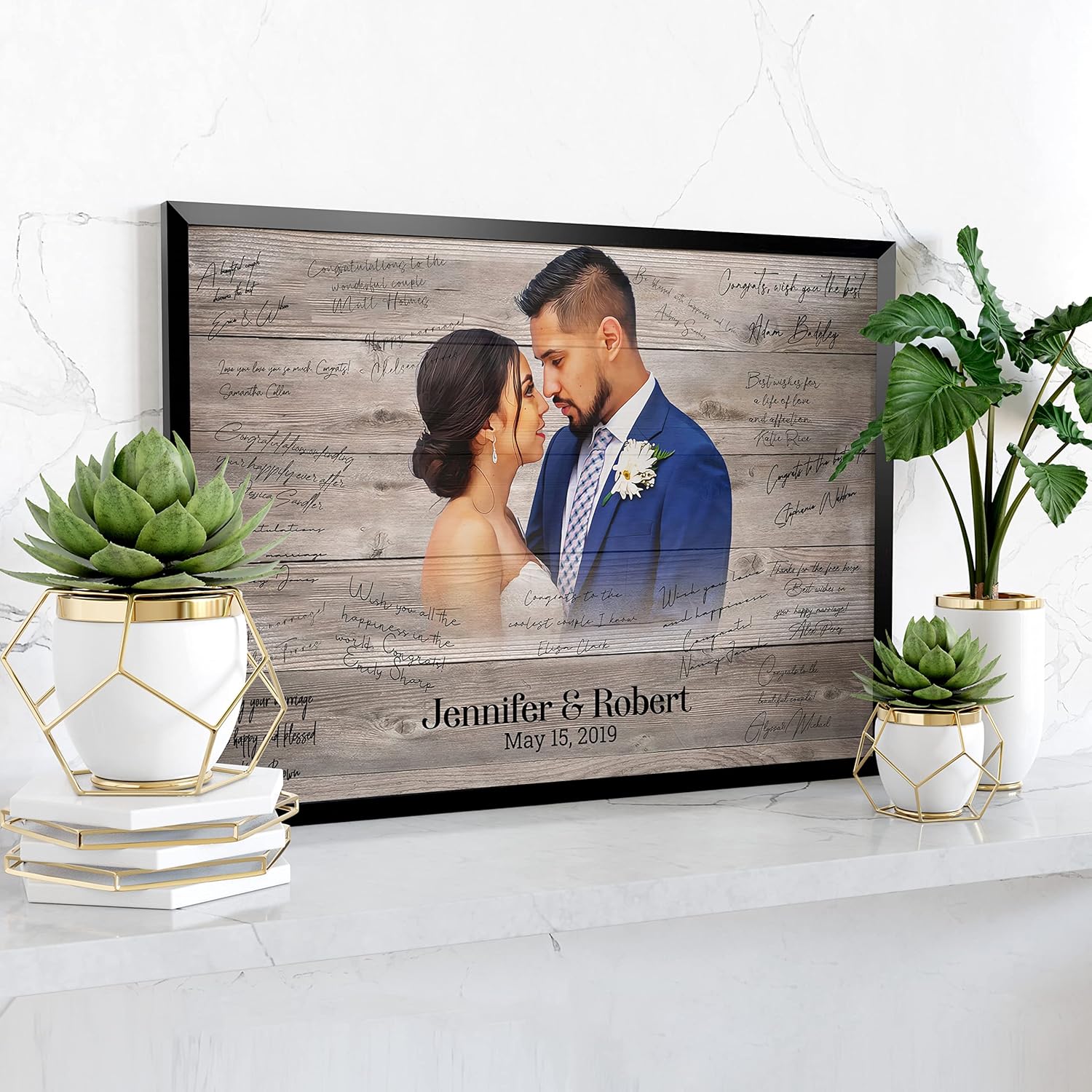 Awesometik Custom Portrait from Photo - Wedding Painting on Wood, Rustic Wedding Decor