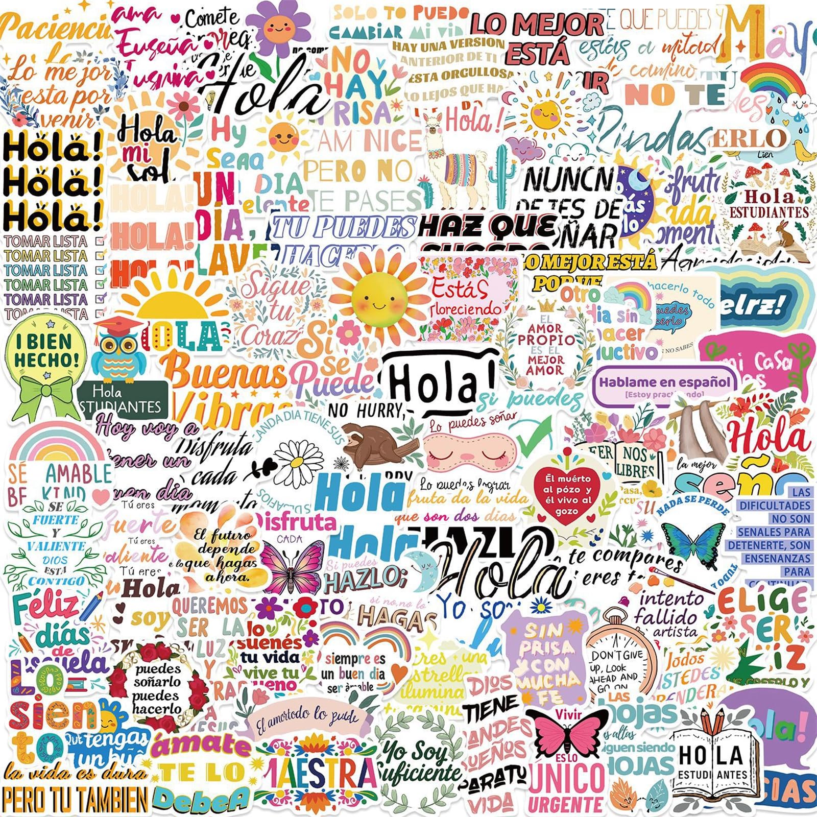 100PCS Spanish Motivational Stickers for Students Teachers Inspirational Sticker for Water Bottles Laptop Scrapbook Class Decals, Glueewee Vinyl