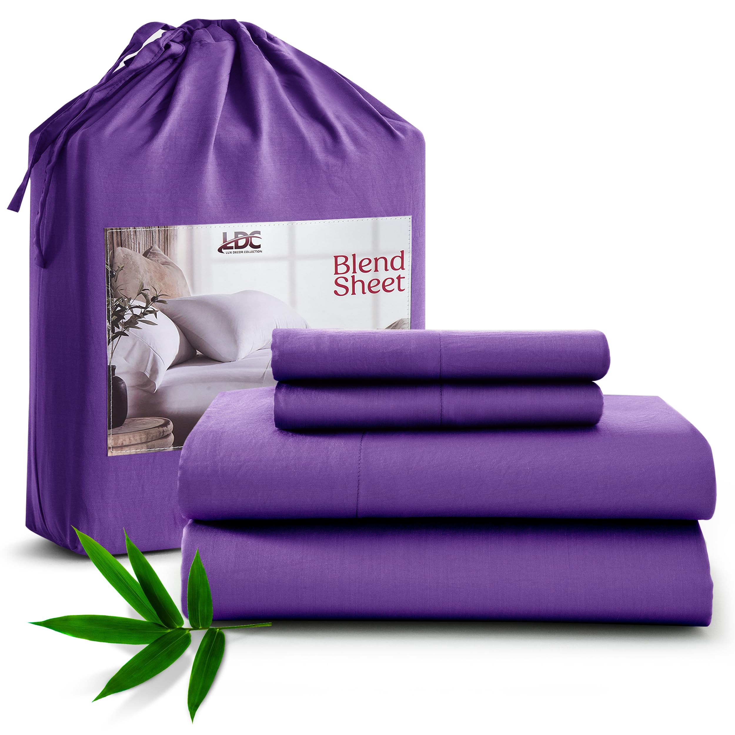 LUX Décor Bamboo Viscose Sheet Sets - Organic 35% Viscose derived from Bamboo Rayon Blend with 65% Polyester - Cooling, Breathable & Soft, Hotel