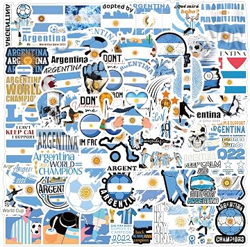 66pcs Argentina Football Graffiti Cartoon Waterproof Vinyl Soccer Stickers for Kids Girls Boys Teens Adults Water Bottles Laptop Suitcase Birthday Party Soccer Party Decoration Favors