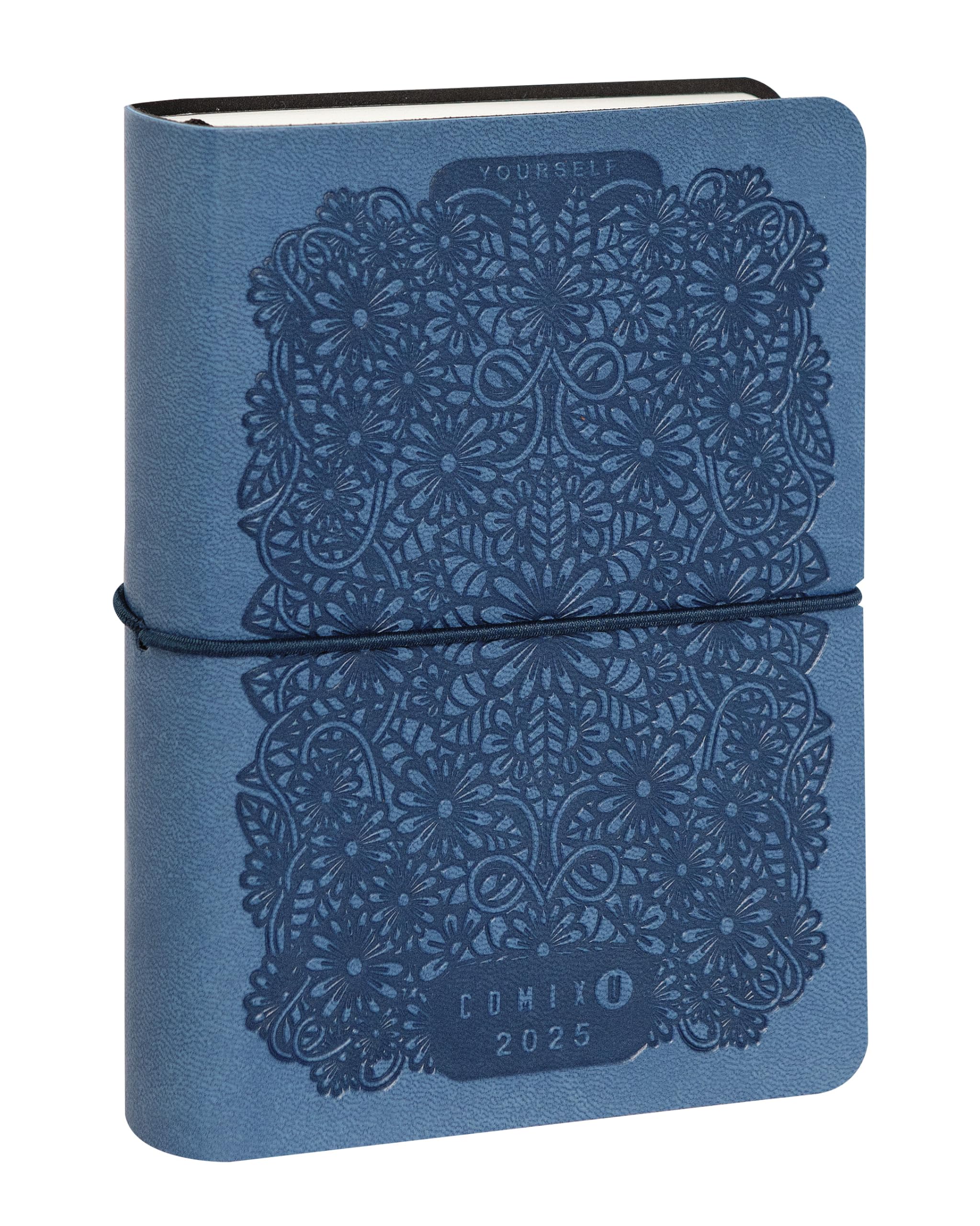 Comix U YOURSELF 2024-2025 Mini Daily Diary, 16 Months, Soft Cover with Elastic Soft Cover, 448 Pages, Ideal for School and University, 4.3 x 6 inches, Blue