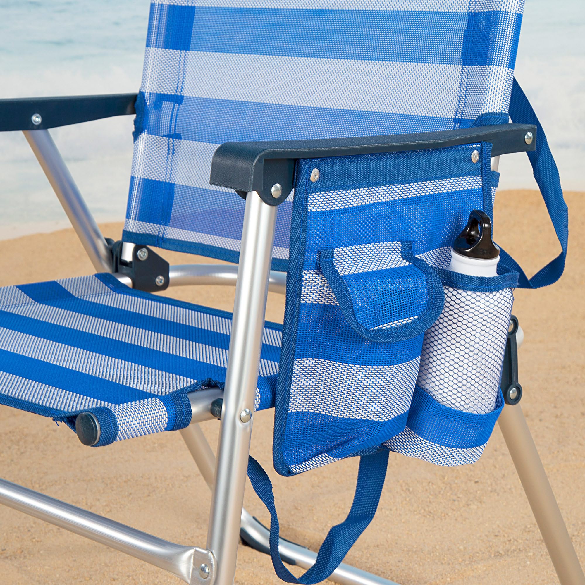 AKTIVE 53952 - Sedia Pieghevole Fissa Alluminio Beach 51x56x90 cm - Blu