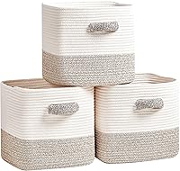 Vista 8 de RUNKA Cestas Cúbicas de Almacenamiento - Paquete de 3 - Cestas Cuadradas de 11 Pulgadas para Closet, Contenedores Tejidos - Ideal para Blanco