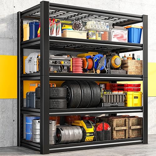 Miniatura 7 de REIBII Estantería de garaje de 3000 libras, estantes de almacenamiento resistentes, estantería de metal industrial ajustable para garaje, sótano