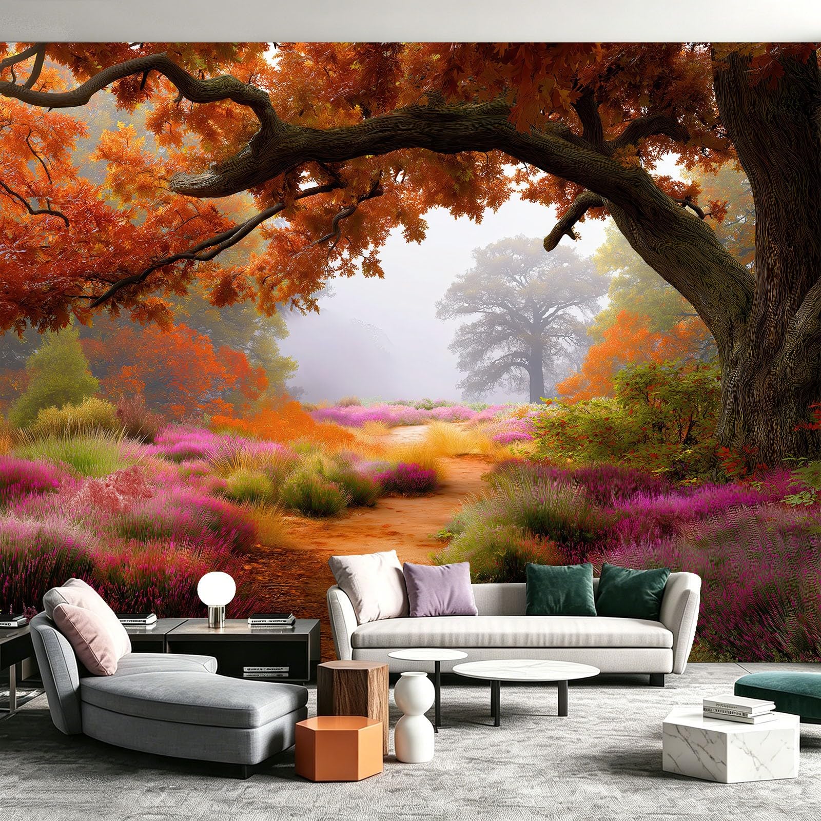 WTD - Papel pintado fotográfico (fieltro, 300 x 210 cm), diseño de bosque de otoño