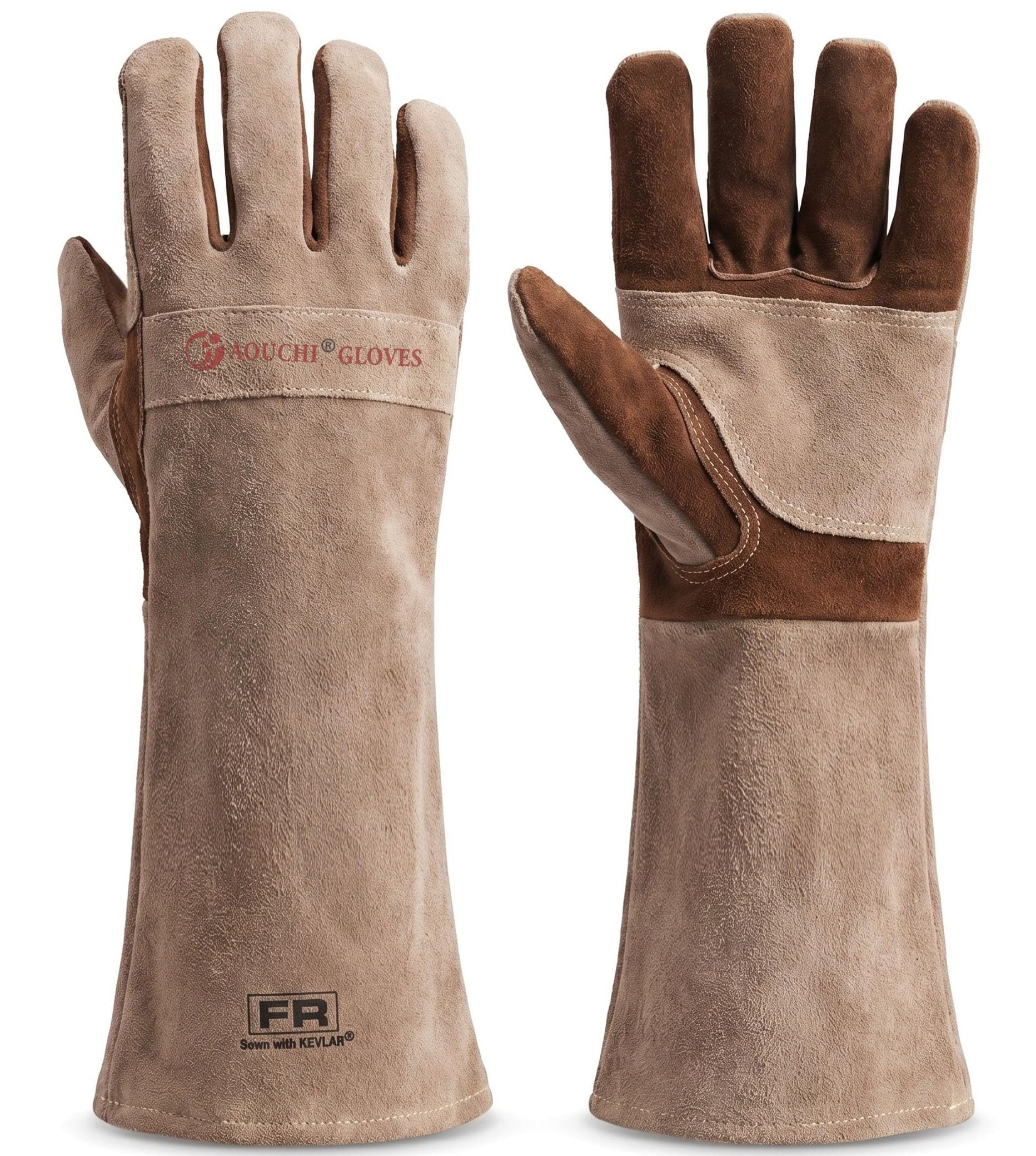 Guantes de soldadura de cuero vacuno para barbacoa, guantes de manga larga ignífugos y resistentes al calor para barbacoa, lucha contra incendios, chimenea, horno, horno, estufa, soporte para