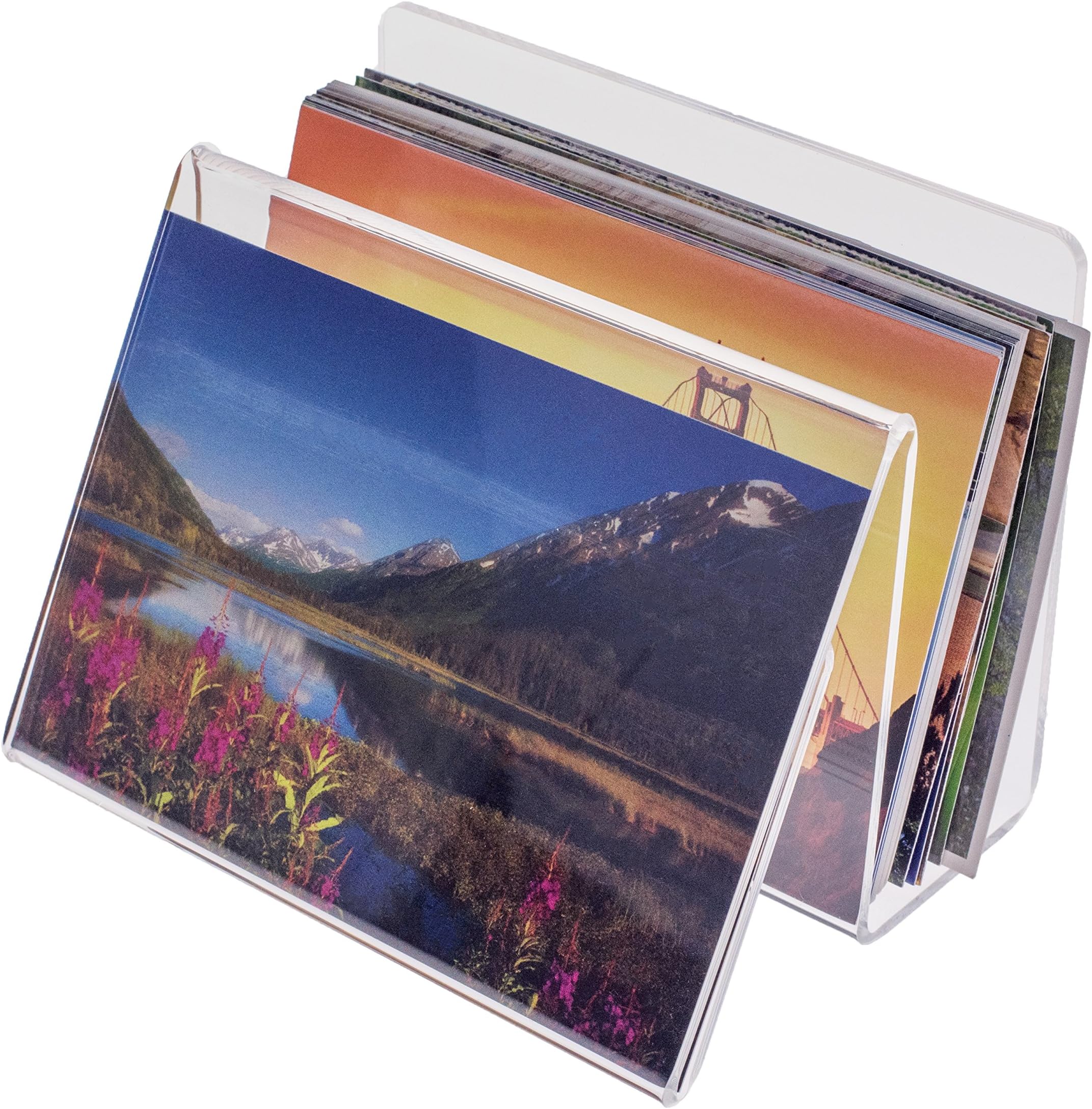 SOURCEONE.ORG Source One Deluxe Clear Acrylic Desk Organizer with Picture or Postcard Display