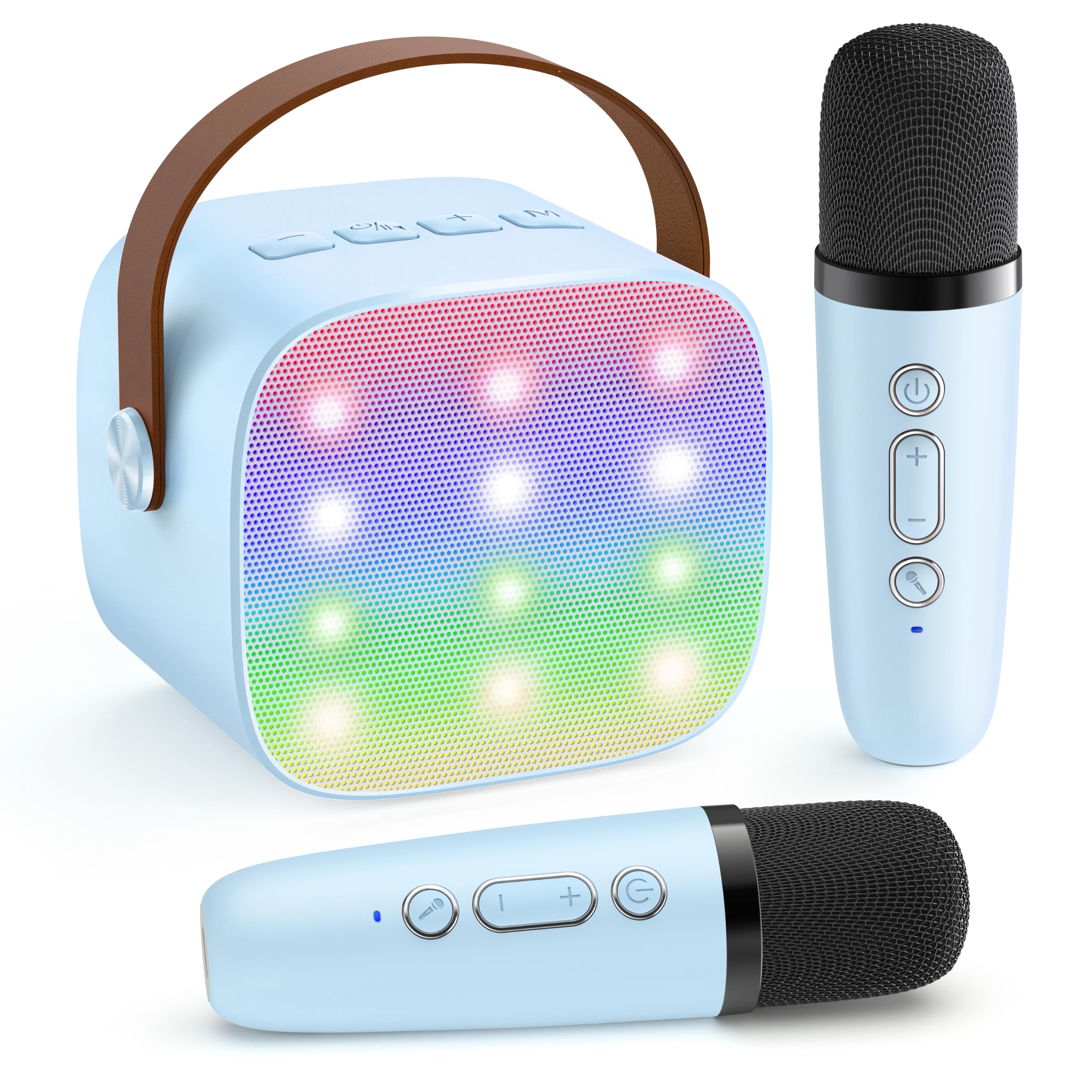YLL Karaoke Machine for Kids, Top Birthday Gifts Toys for Boys Ages 4-12+ | 2 Rechargeable Wireless Mics, Mini Portable Bluetooth Speaker, 5 Magic Voices, Party Singing Toys for 3 4 5 6 7 8 9 10 Years