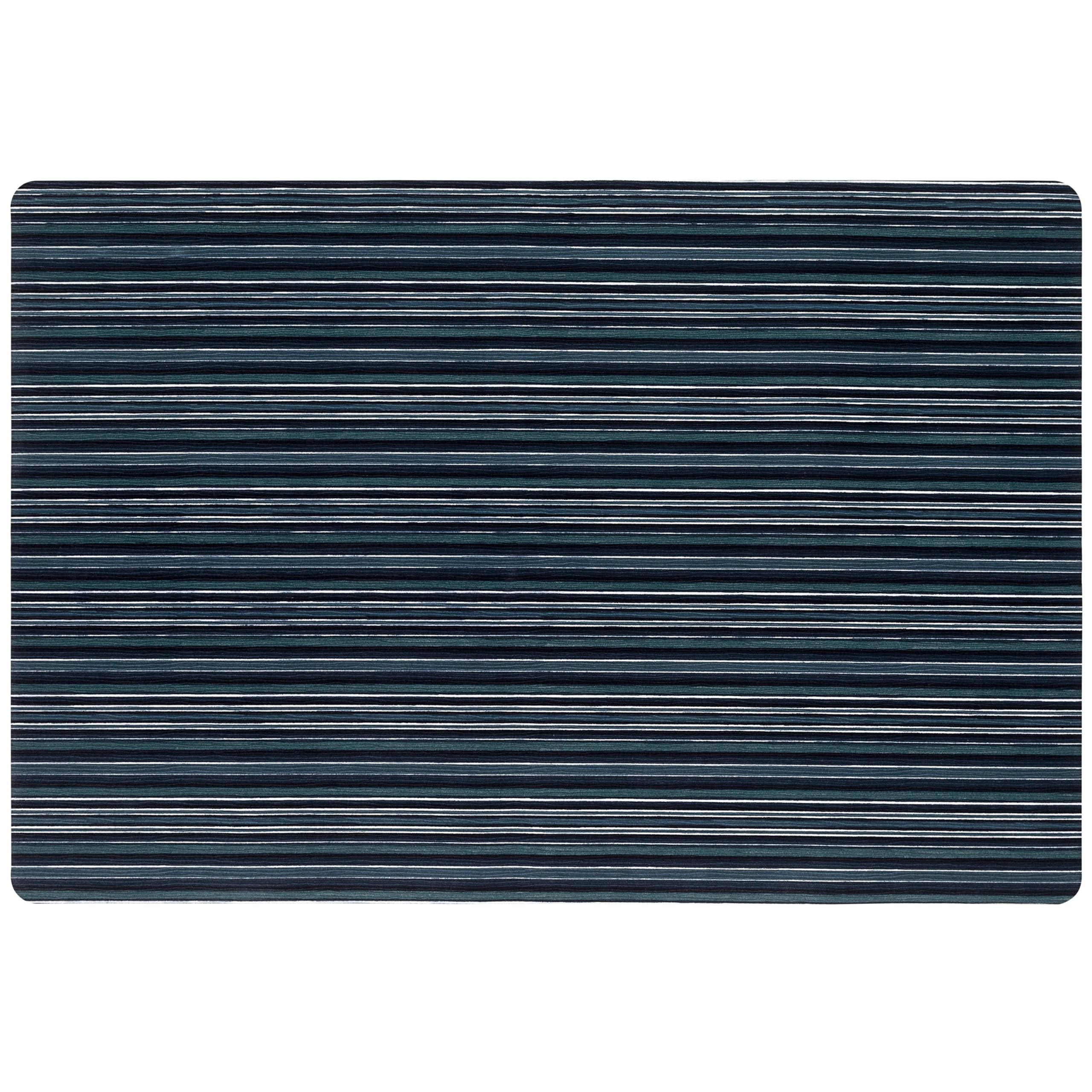 TOWN & COUNTRY BASICS Smooth Step Striped Low Profile Utility Kitchen Mat, Machine Washable, with Non-Slip Backing, Blue/Black, 24"x35"