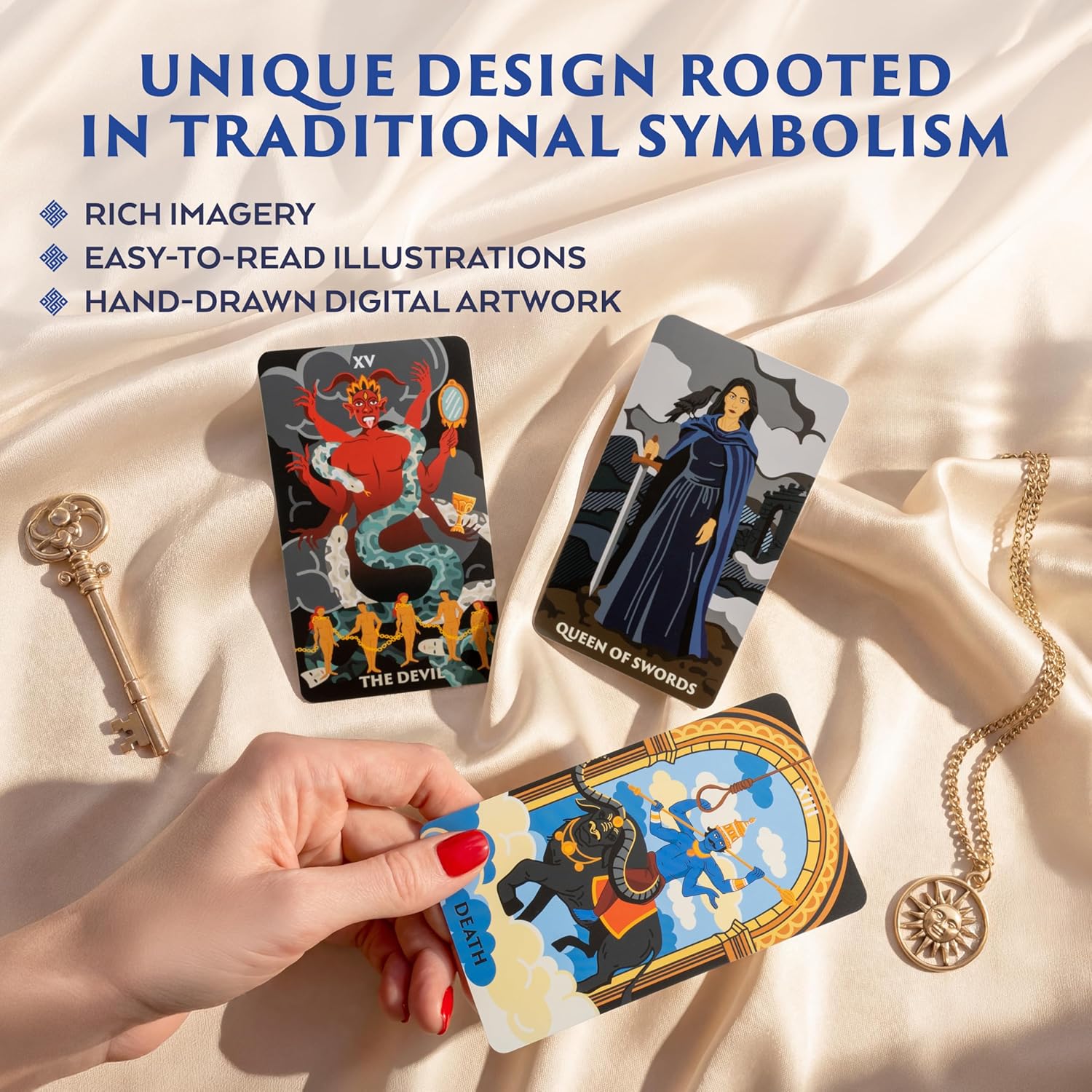 Wyspell Tarot Cards: Pantheon Tarot Deck with Guide Book - Unique Card Deck for Beginners - Modern Fortune Telling Cards - Image 5