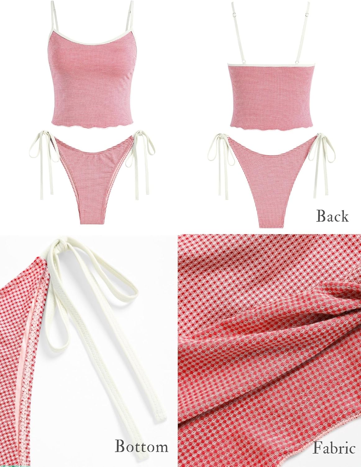 ZAFUL Tankini Swimsuits for Women Tie Front Tummy Control Spliced Ruffles Bikini Sets Two Piece Bathing Suits - Image 4