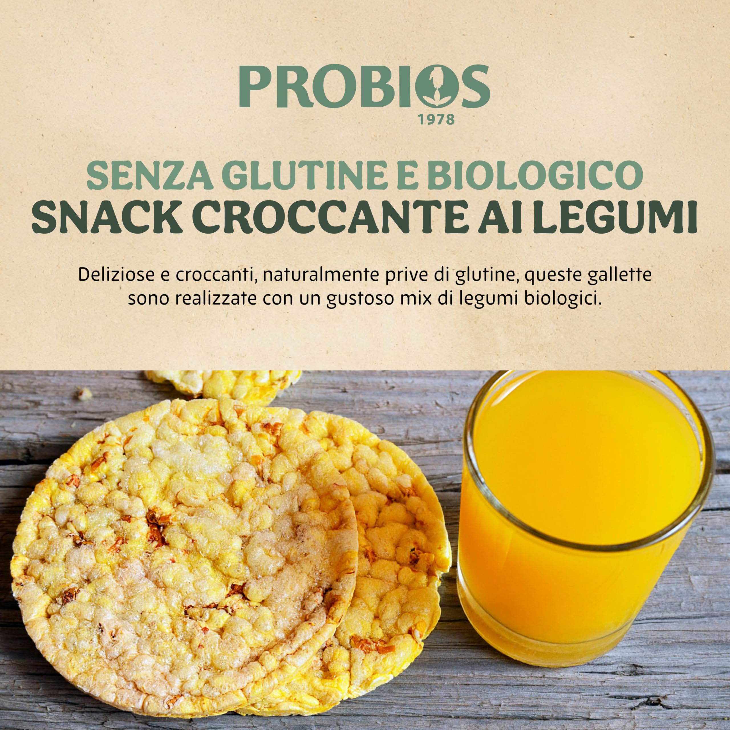 Probios Gallette Mix Legumi Bio – Snack croccante senza glutine – Realizzate con legumi biologici ricchi di fibre – Confezione da 12 da 120 g