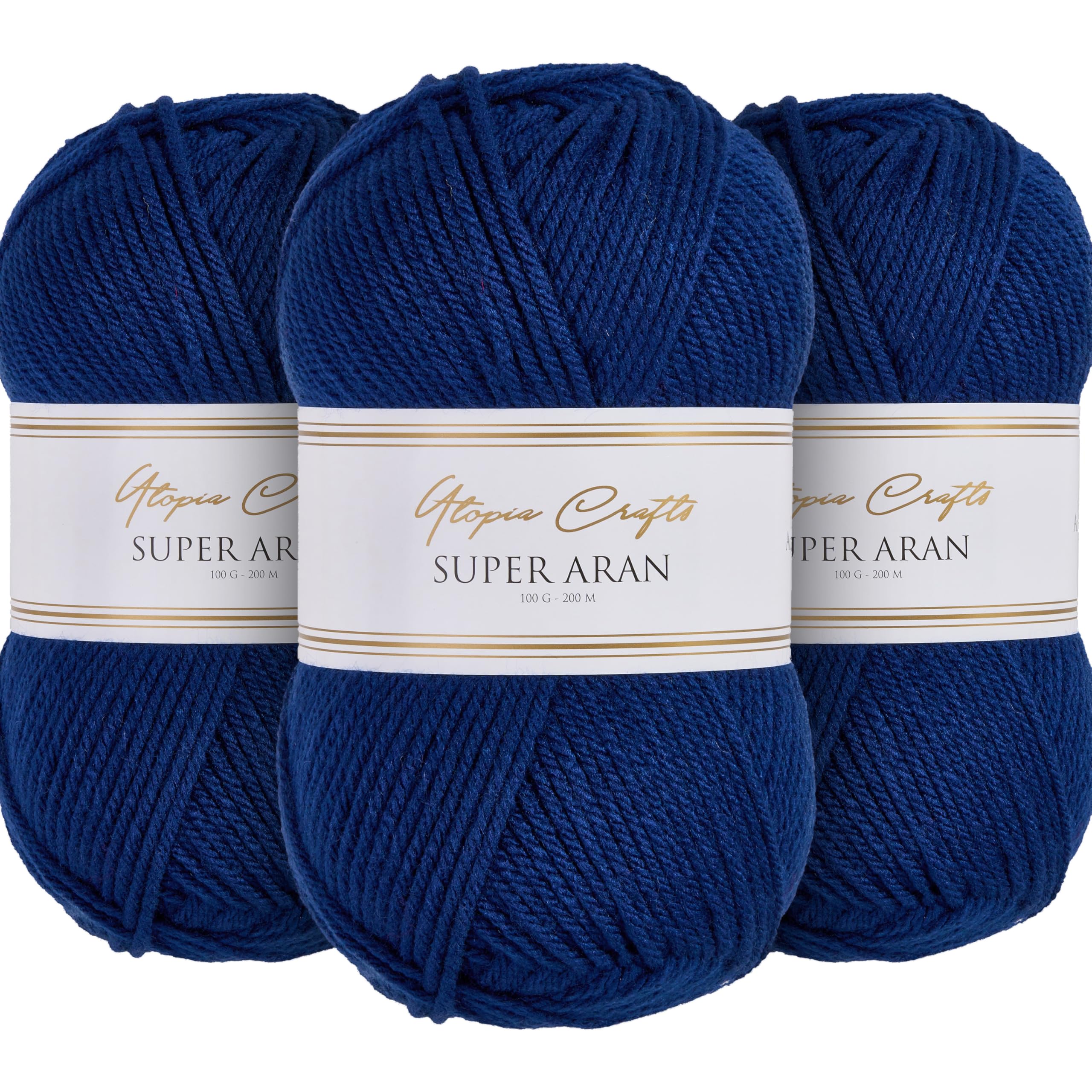 Utopia Crafts Super Aran Knitting and Crochet Yarn 3X 100g (Twilight Indigo)