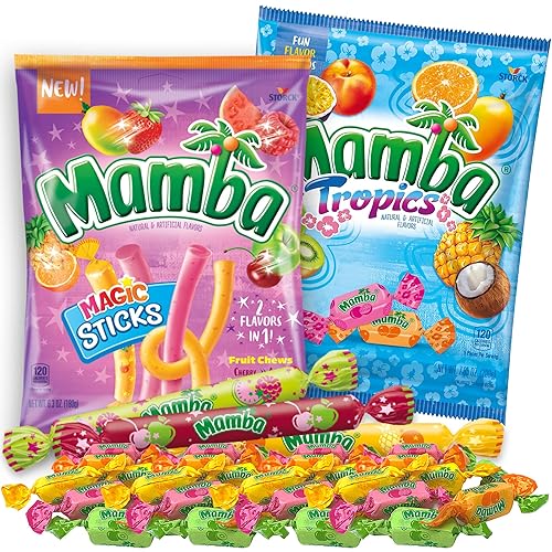 Needzo Ultimate Mamba - Juego de regalo de dulces masticables surtidos con sabor a frutas, dulces masticables envueltos individualmente, surtido de