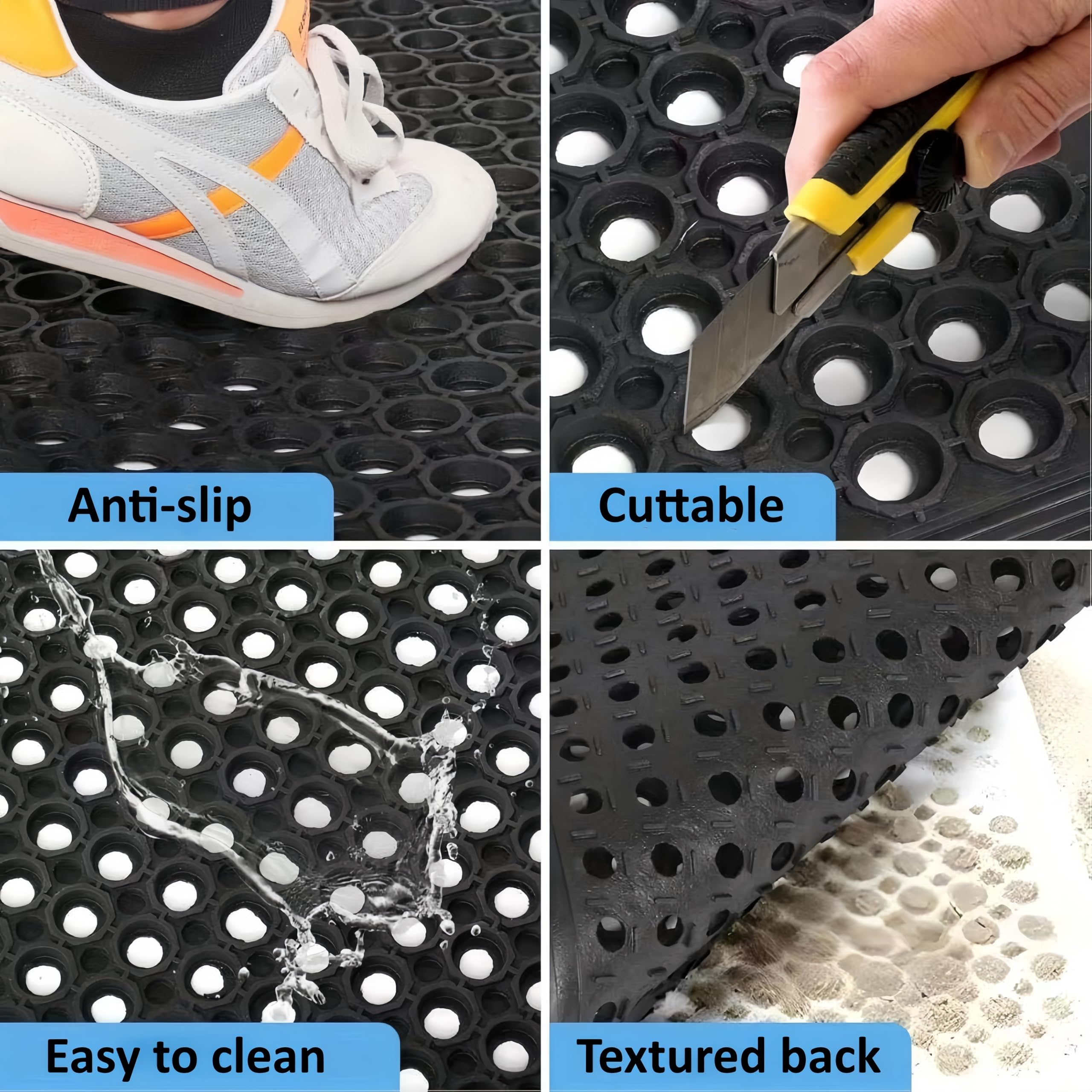 Rubber Floor Mats 60x36 Inch Anti Slip Mat Commercial Kitchen Mat Drainage Mat for Restaurant Bar Kitchen Entryway Indoor Outdoor — Amazon image 6
