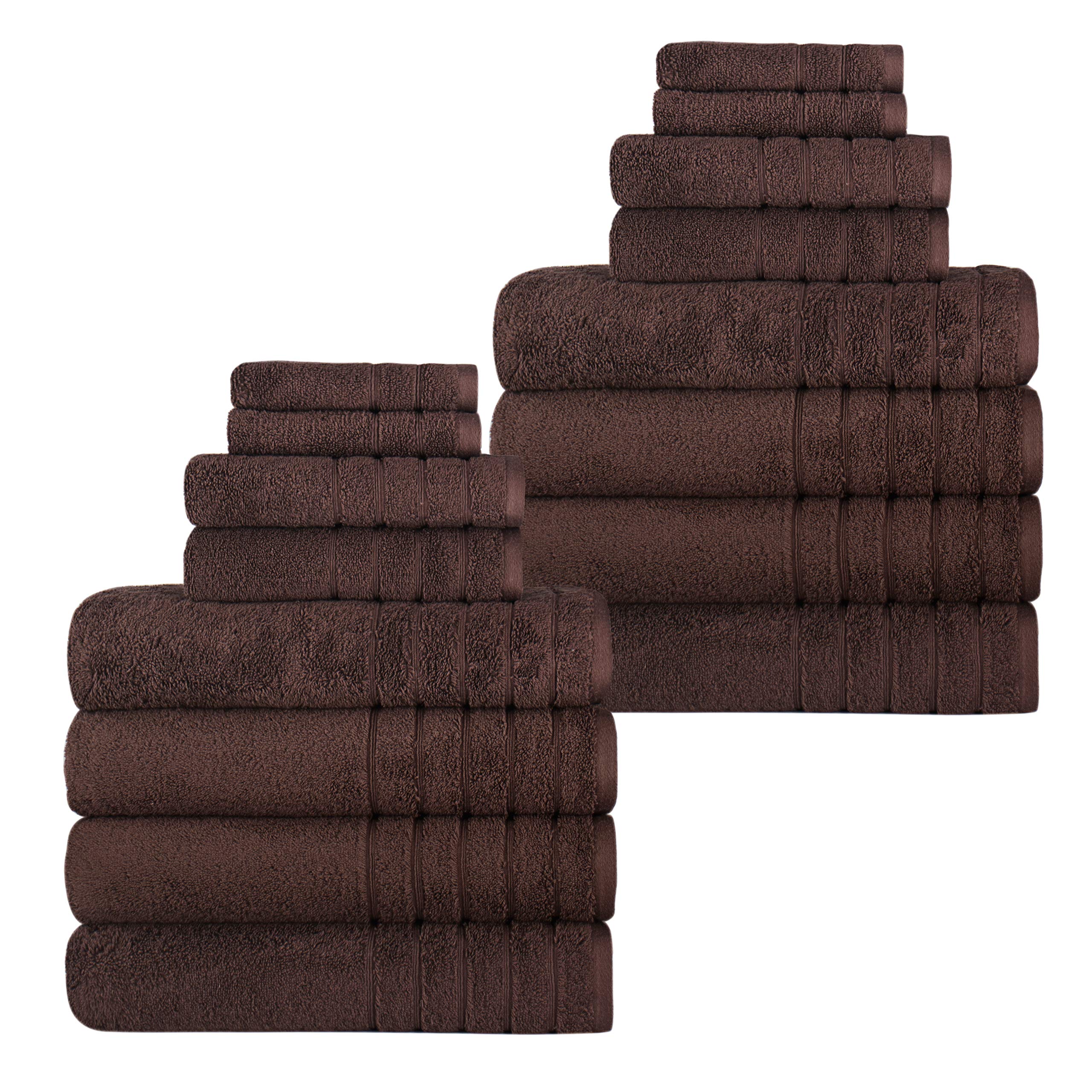 Towels Beyond Classic Turkish 16 Piece Bath Set - Soft and Plush Bathroom Made with 100% Turkish Cotton Brown