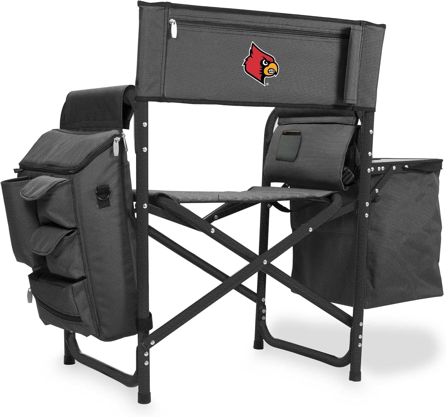 PICNIC TIME NCAA Louisville Cardinals Fusion Camping Chair with Side Table and Soft Cooler - Beach Chair for Adults - Lawn Chair