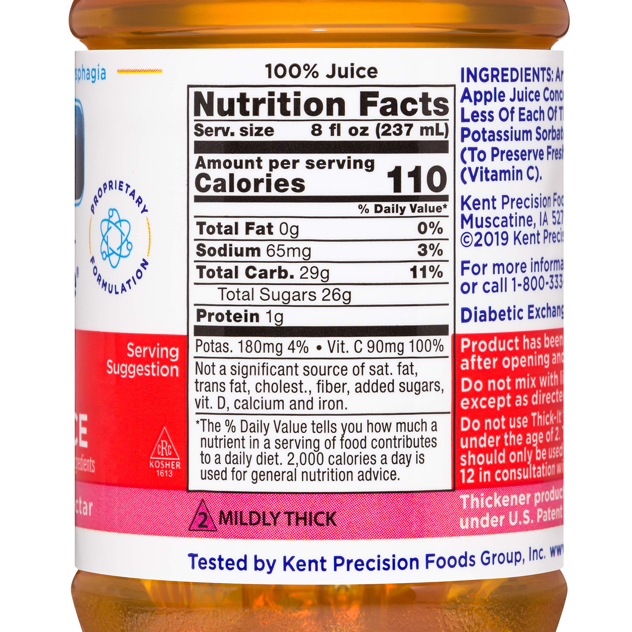 Thick-It Clear Advantage Mildy Thick Apple Juice, Nectar Consistency, Ready-to-Drink, Digestible Swallowing Aid, Hydration on the Go, Convenient & Ready-to-Use, 8 oz Bottle (24 Pack)
