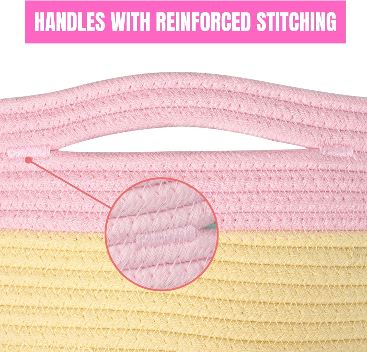 MINTWOOD Design Extra Large 22 x 14 Inch Rainbow Blanket Basket for Colorful Room Decor, Playroom & Classroom Storage Basket, Decorative Cotton Rope Basket, Toy Storage Baskets & Bins, Pastel Rainbow - Image 8