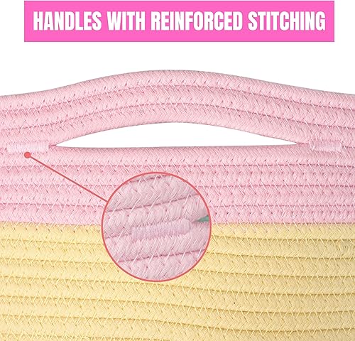 Miniatura 8 de MINTWOOD Design Canasta de manta de arcoíris extragrande de 22 x 14 pulgadas para decoración colorida de habitación, sala de juegos y aula, canasta