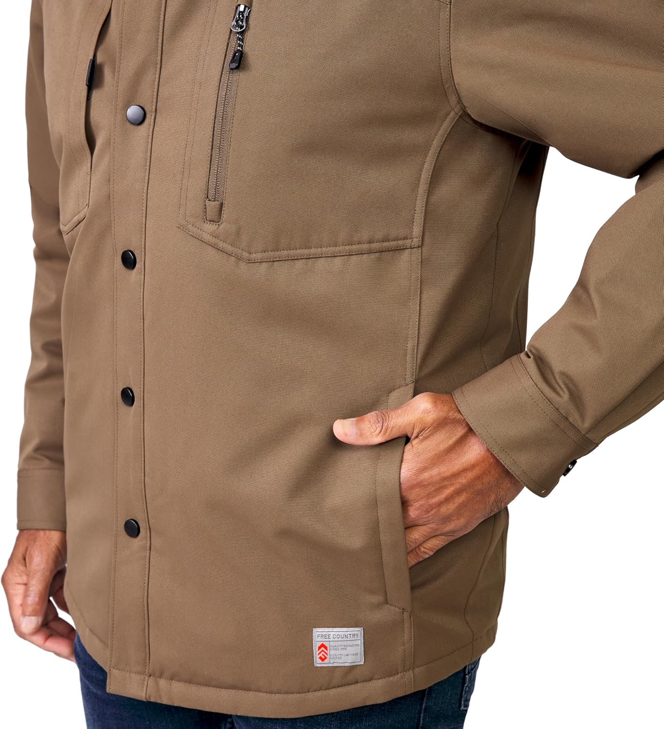 Free Country Men's Work Coat Durable Jacket Water and Wind Resistant Channel Quilt Lining Insulated Workwear for Men-Brawny