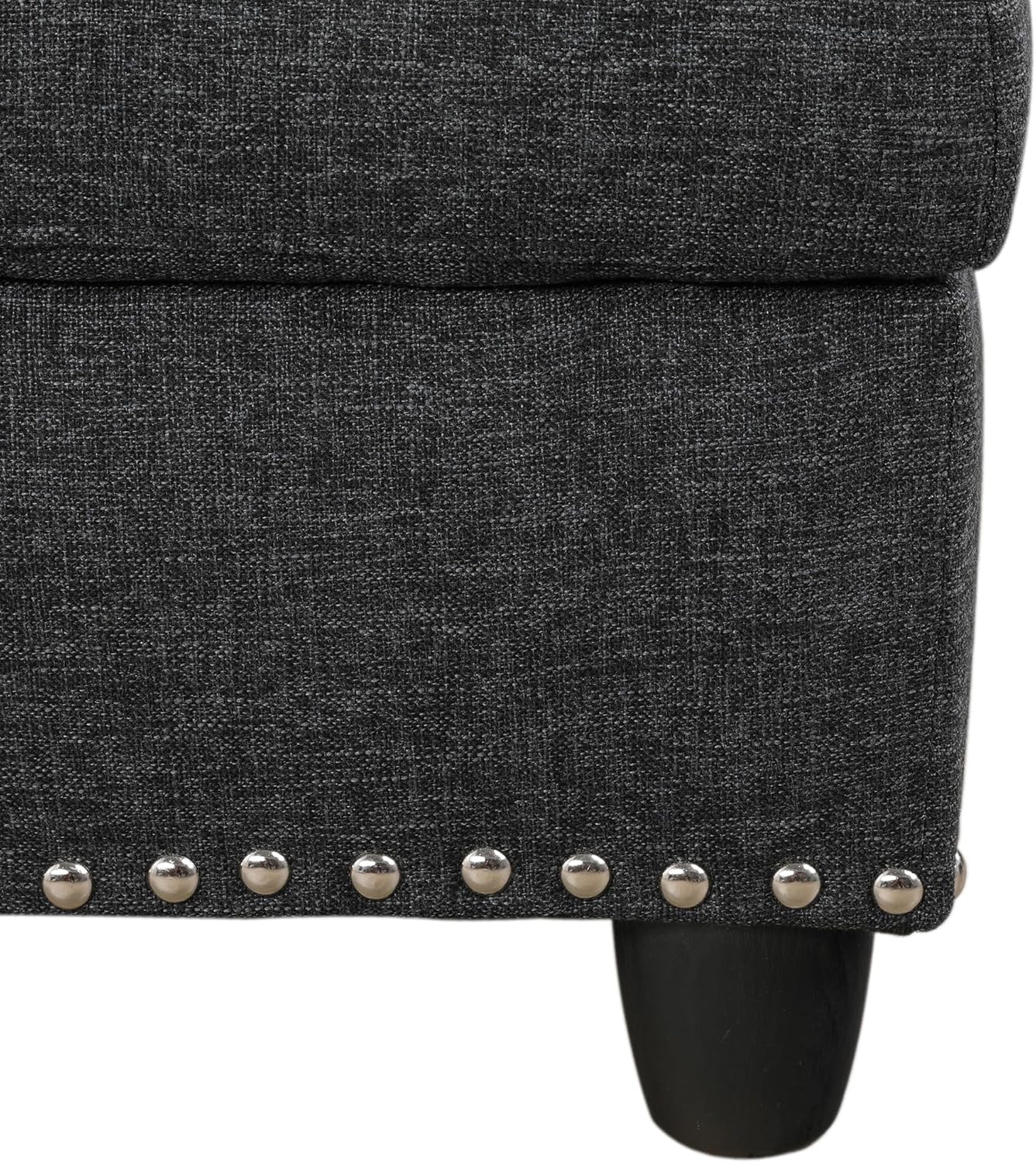 3-Piece L-Shaped Sectional Couches Sets with Storage Ottoman and Chaise Lounge for Living Room, Linen Modular Upholstered Sofas with Right Armrest, Foldable Console, Cup Holder (Black Grey)