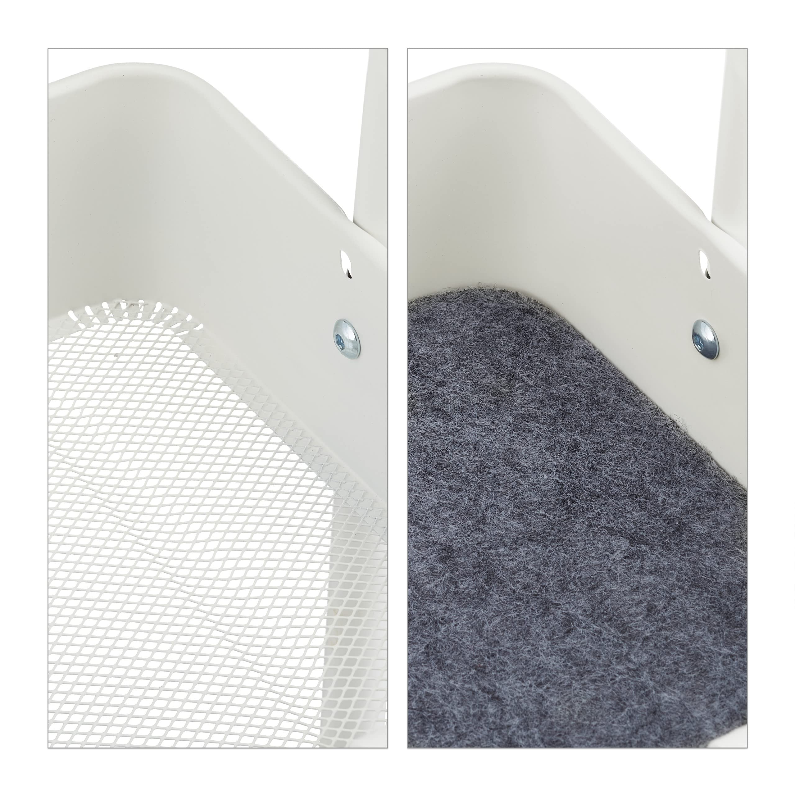 Relaxdays Carrito Auxiliar, 3 Niveles, 2 Frenos, Multiusos para Cocina y Oficina, Camarera 86x38x39 cm, Metal, Blanco