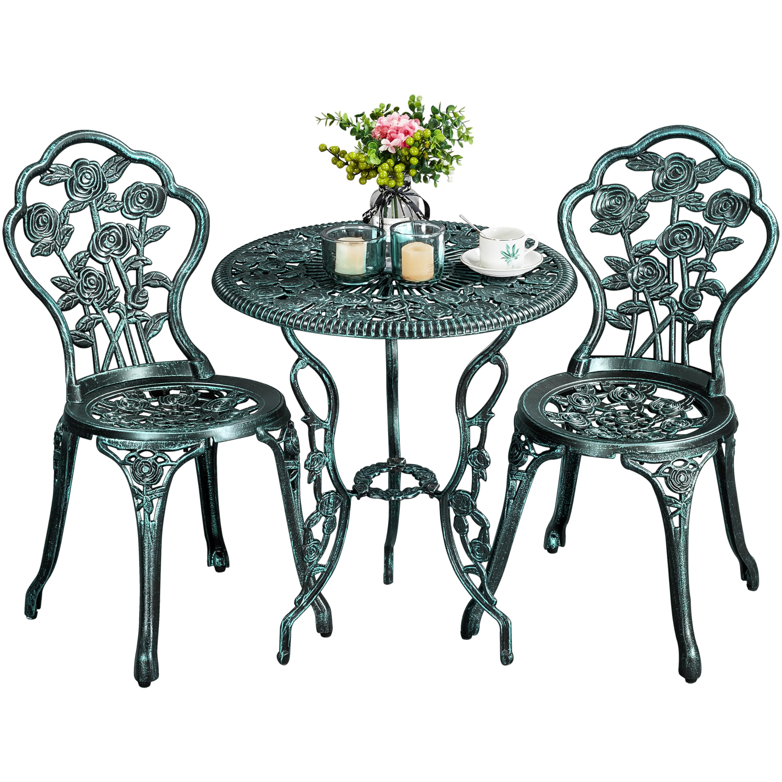 Mobilier de jardin de style antique ensemble de bistrot en fonte d'aluminium