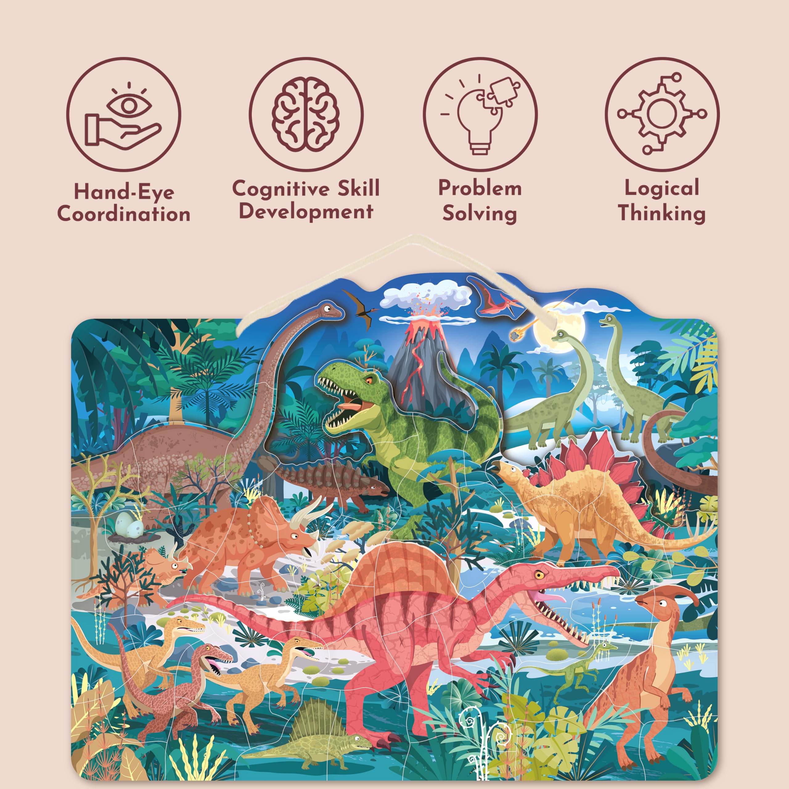 恐竜パズル5 色つき Amazon.co.jp: SPEEDY MONKEY 磁気恐竜パズル 木製ベースアートパズル