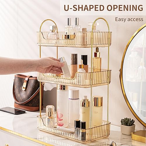 Miniatura 4 de Organizador de baño, bandejas de tocador para baño, estante organizador de maquillaje para cuidado de la piel, organizador de tocador, estante de