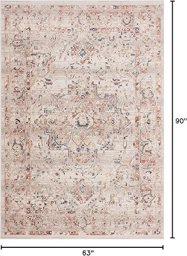 Miniatura 2 de Abani Alfombra tradicional vintage de 5 pies 3 pulgadas x 7 pies 6 pulgadas, colección Babylon, alfombra envejecida de medallón oriental, alfombras