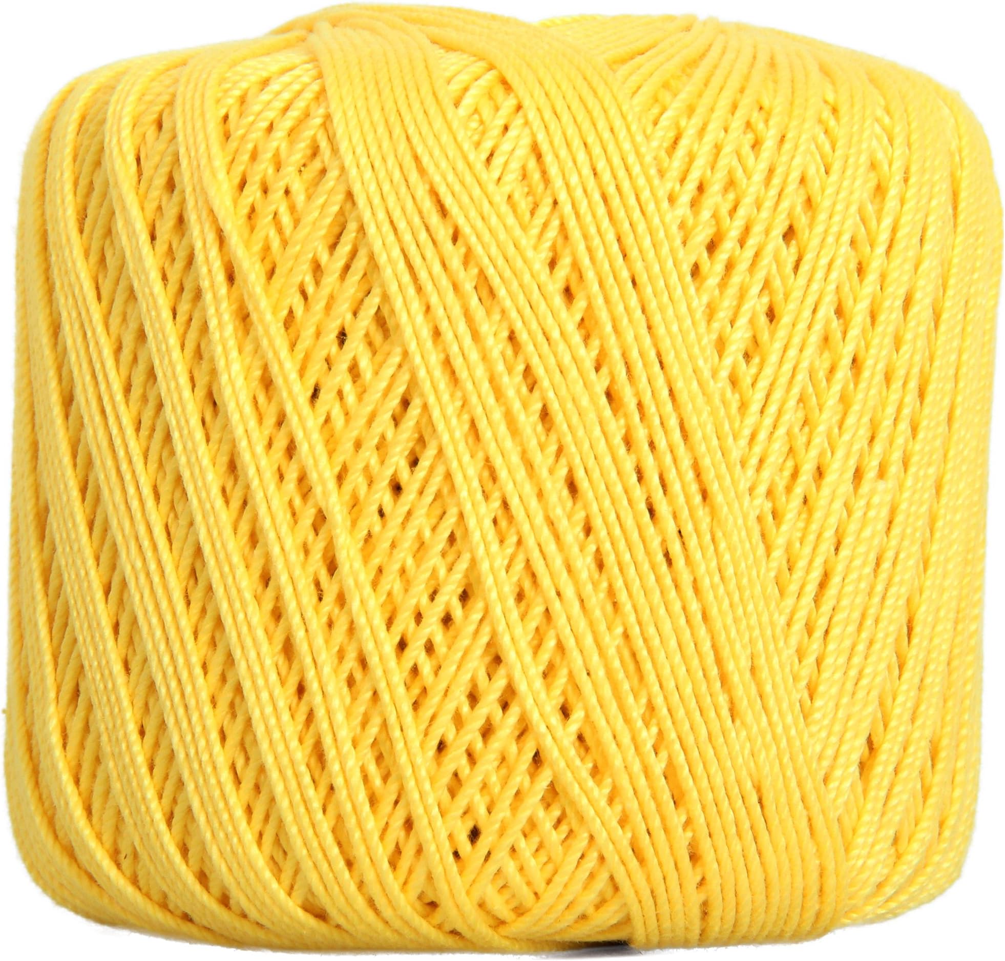 Threadart 100% Pure Cotton Crochet Thread - Yellow - Size 10 and 3 - Singles and Bulk Packs Available - Size 3 - Color 43