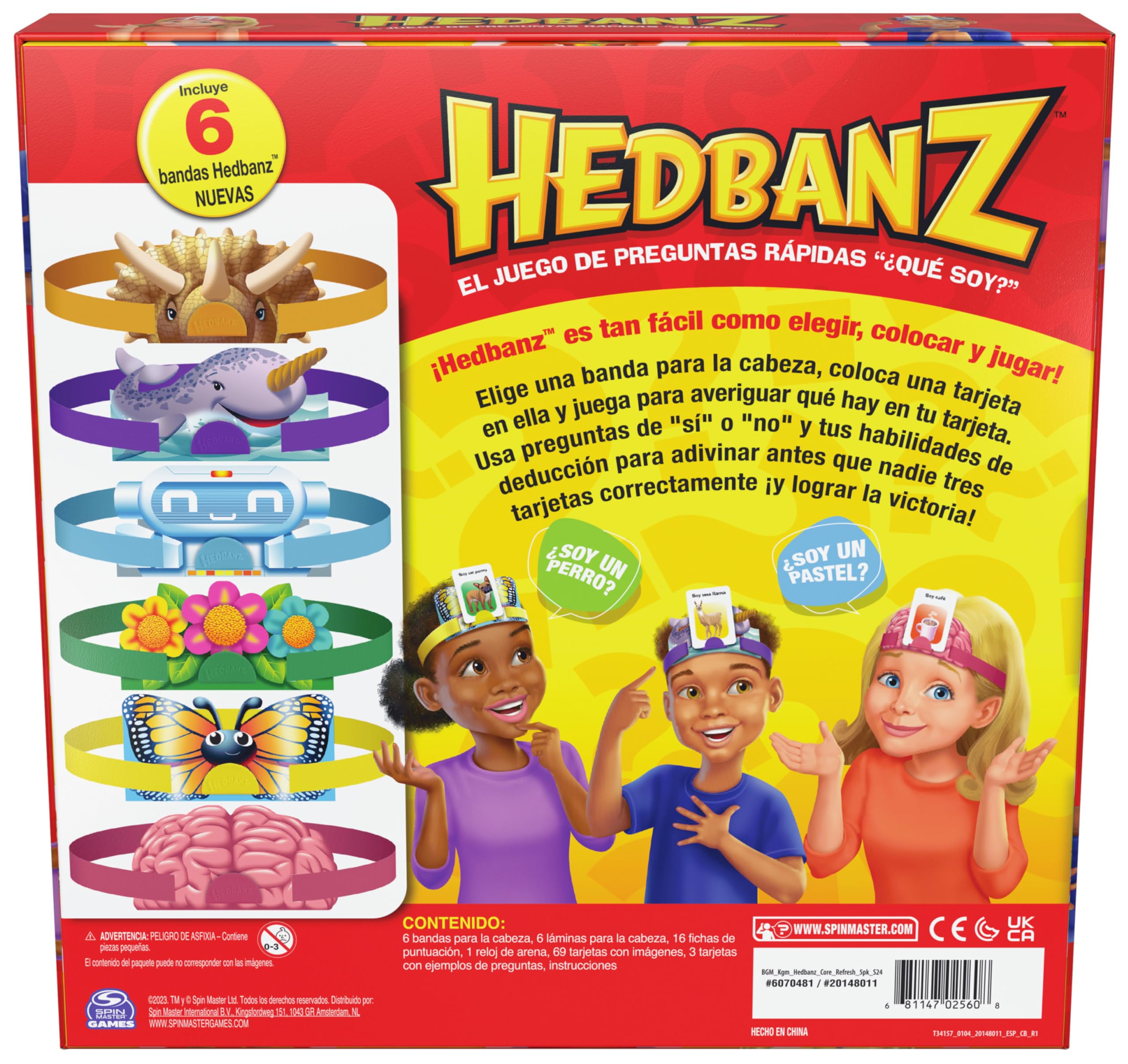 Spin Master Games - Juego Hedbanz | Juegos De Mesa Niños 7 Años O Más con Adivinanzas para Toda La Familia | Juegos De Mesa Familiares De 2 A 6 Jugadores | Regalo Niño 7 Años O Más