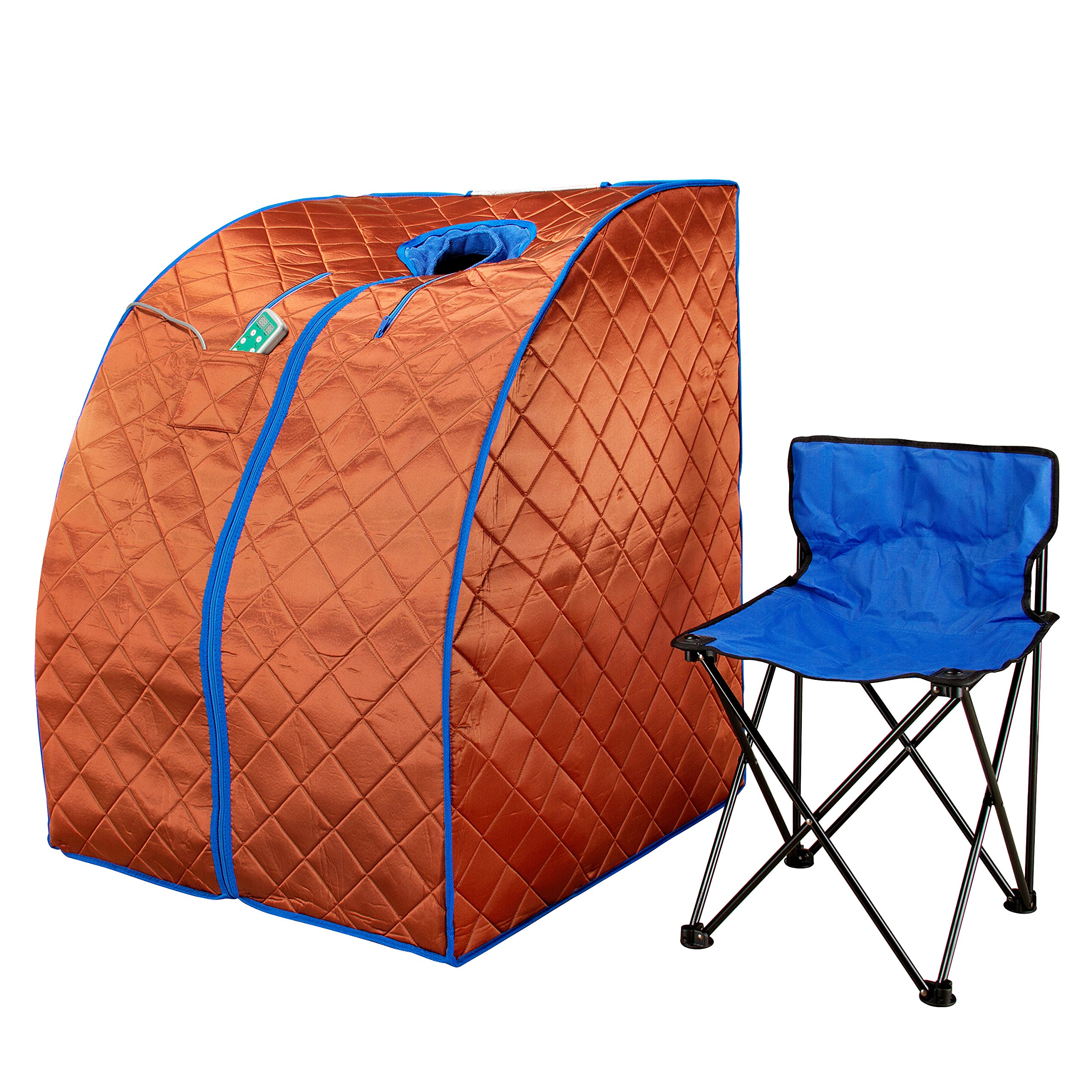 DurasageInfrared Sauna | Large Portable Low EMF/EMR Indoor Sauna with Chair and Heated Footpad Included - Copper