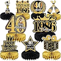 Vista 18 de 9 piezas de decoración de cumpleaños 60 para hombres y mujeres, centros de mesa de cumpleaños 60 para mesas, saludos a cumpleaños de 60 años