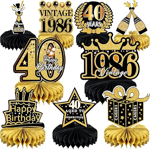9 piezas de decoración de 40 cumpleaños para hombres y mujeres, decoraciones de mesa de feliz cumpleaños 40, decoraciones de mesa de cumpleaños de